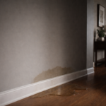 Water damage along interior wall caused by hidden plumbing leak in Whitehorse and Teslin Yukon