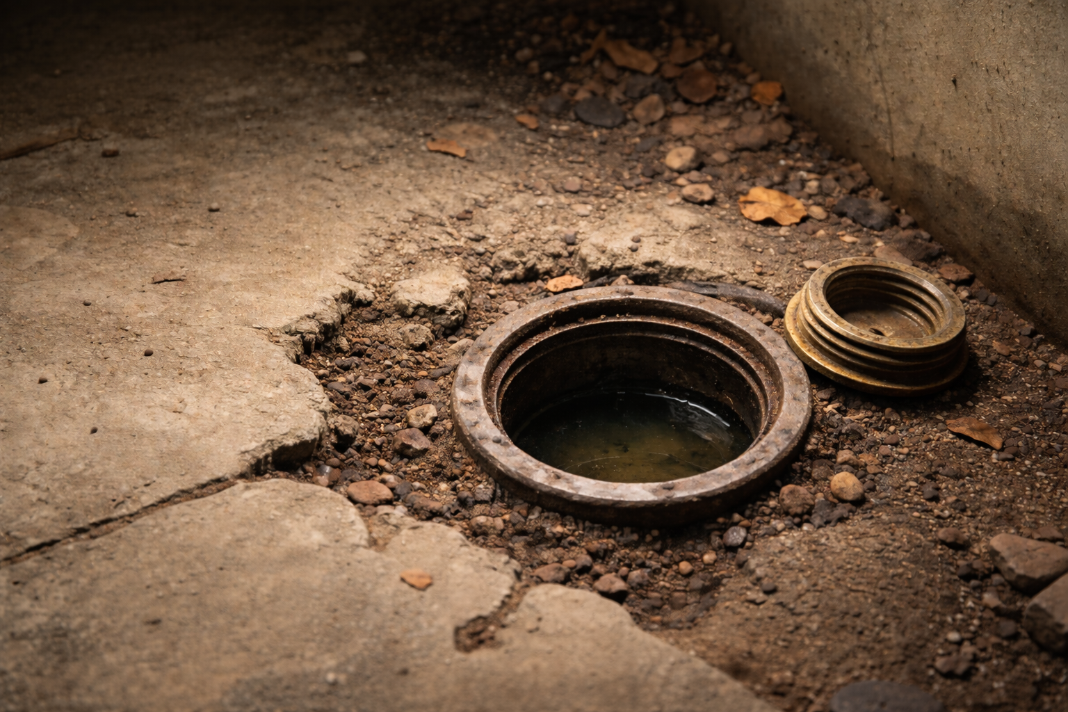 Exposed sewer line access point during underground sewer repair in Whitehorse and Teslin Yukon