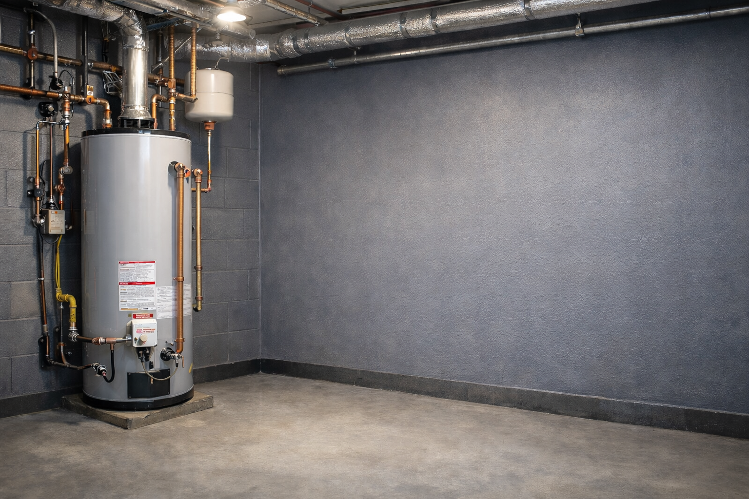 Installed residential water heater with connected plumbing and venting in Whitehorse and Teslin Yukon